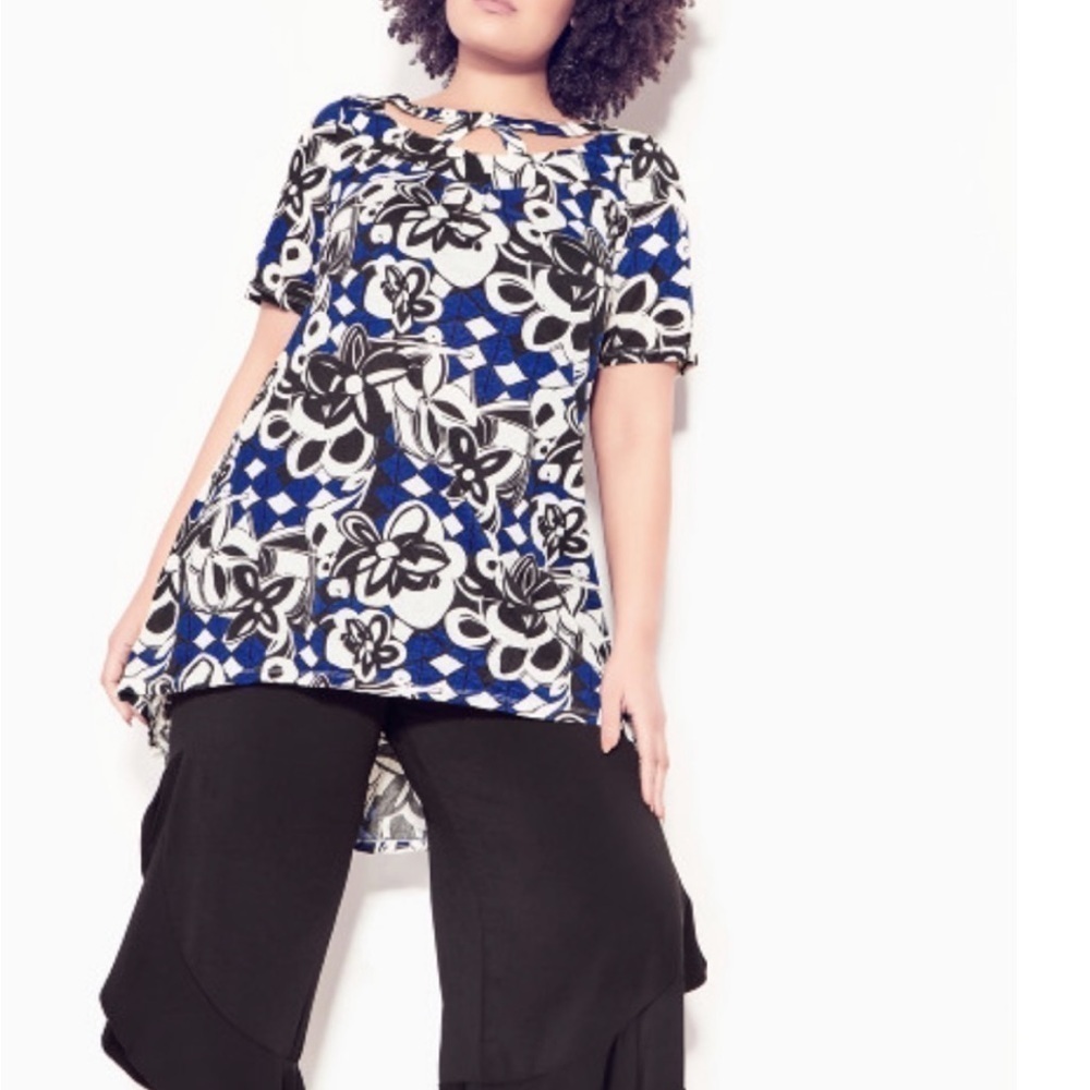 Plus Elsie Caged Crush Top - blue print​​​ (Plus 18/20) - Picture 3 of 4